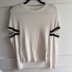 Alice + Olivia white Top with Black Stripe Detail